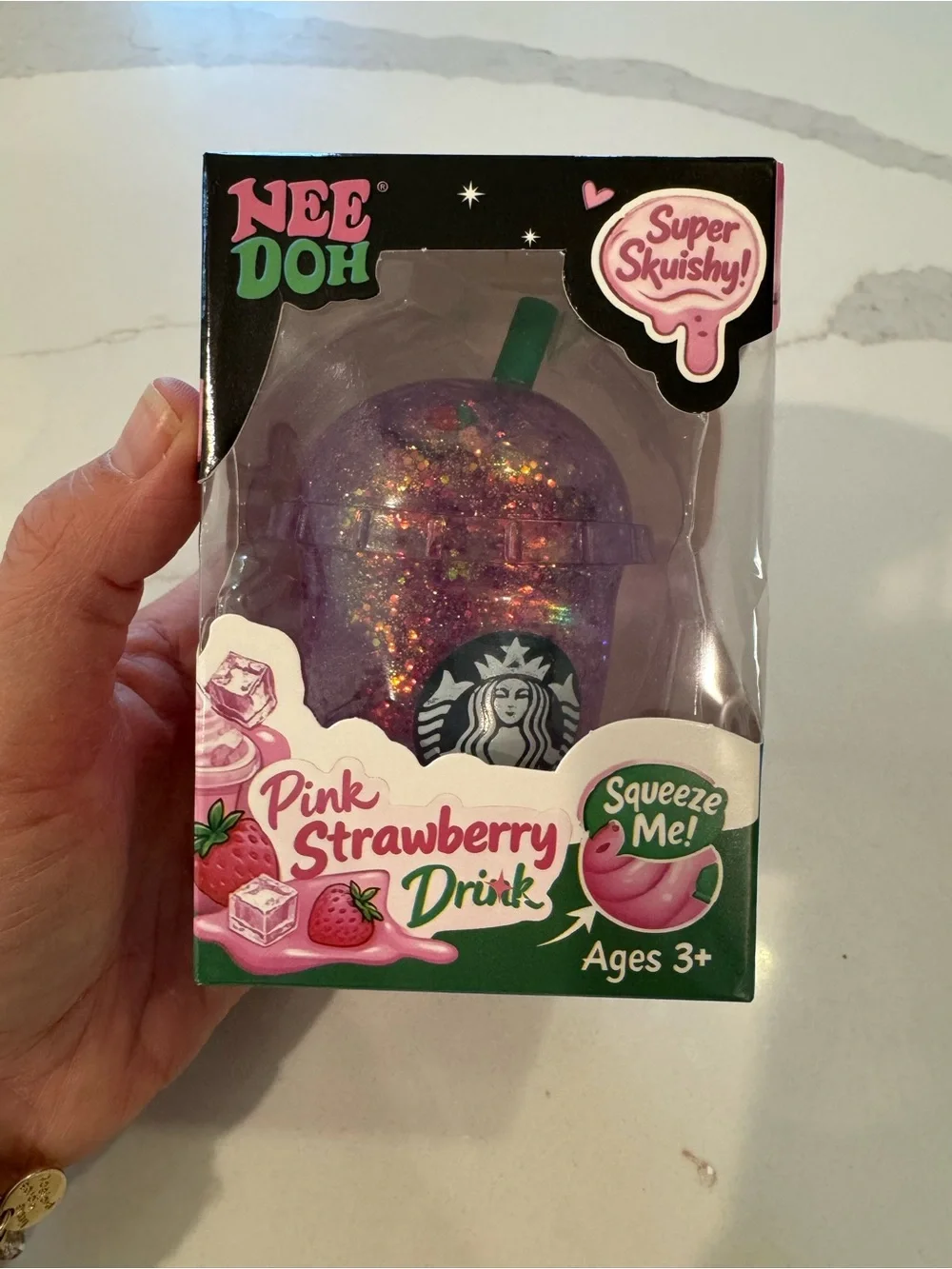 Starbucks Needoh  Pink Drink Viral squishy - -Purple, Pink, Blue /Glitter
